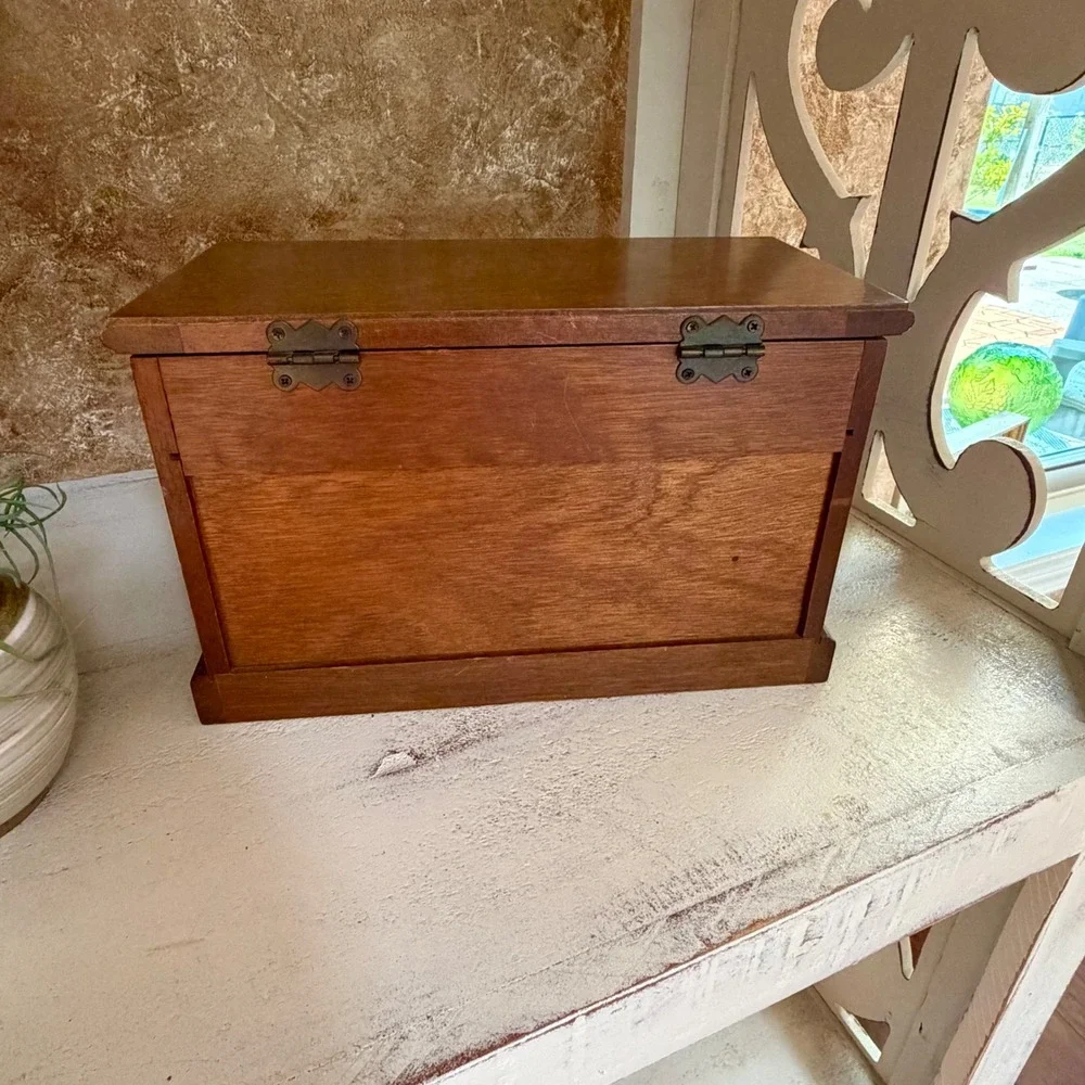 Vintage Wooden Jewelry Box Miniature Dresser Chest Mirror Ring Drawer Organizer